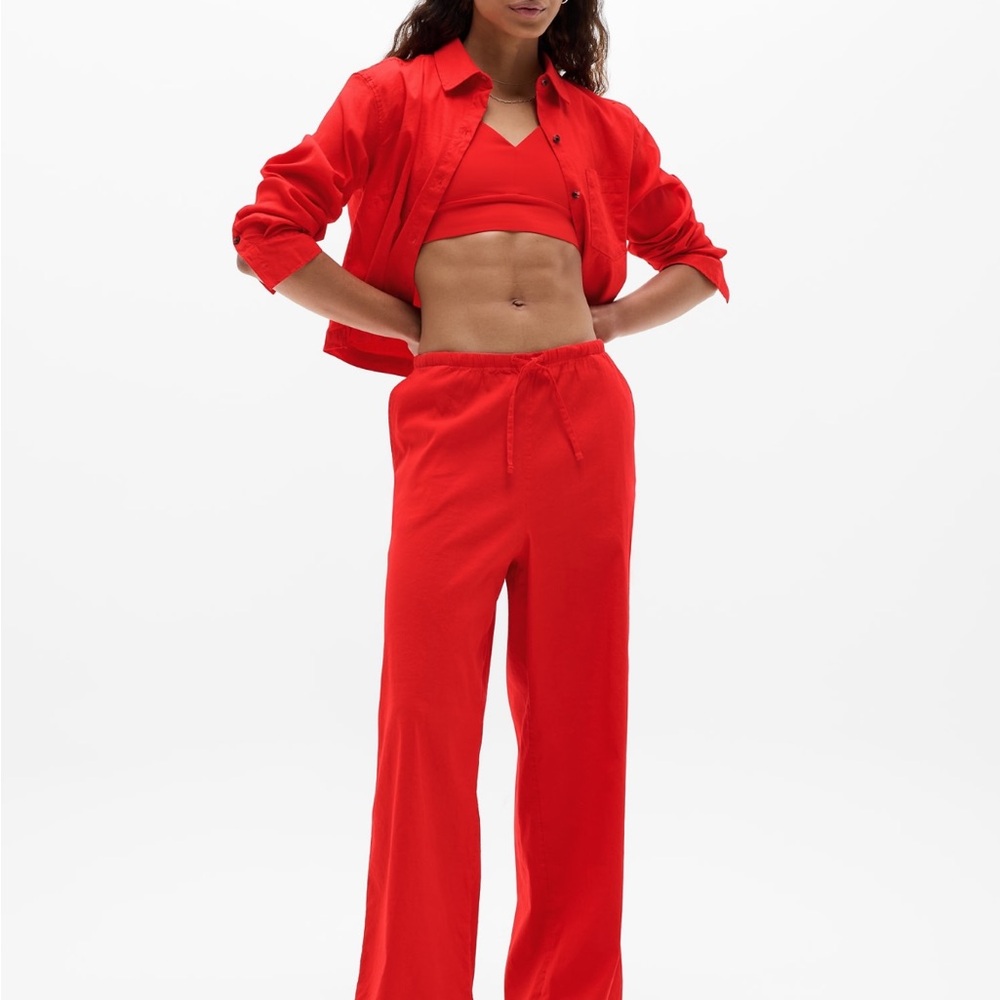 Athleta Red Track Pants Relaxed Fit Joggers